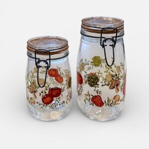 Set of 2 Vintage 70’s Arc France "Spice of Life" Glass Cannisters